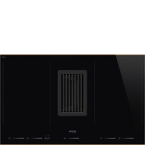 Варочная панель Индукционная SMEG HOBD682R1 со встроенной вытяжкой, прямой край, черный фото в интернет-магазине «Mebelex»